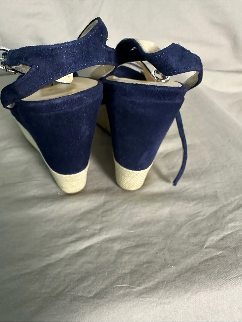 Butter Italy Navy Suede Platform Wedge Sandals Size 6.5 NWOB